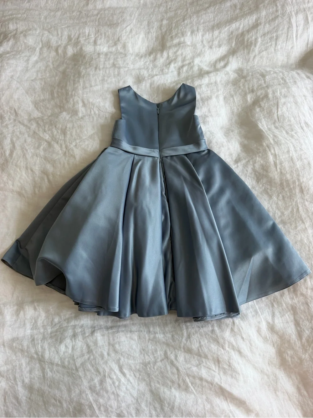 Azazie Coco Dusty Blue A-Line Bow Matte Satin Flowrr Girl Dress Size 6